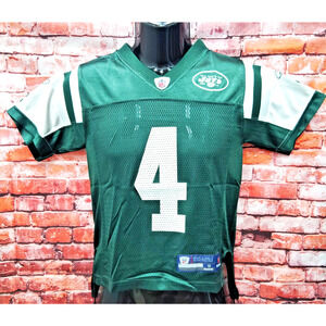 New York Jets Favre #4 Jersey Youth Small Green Reebok NFL Football Sports